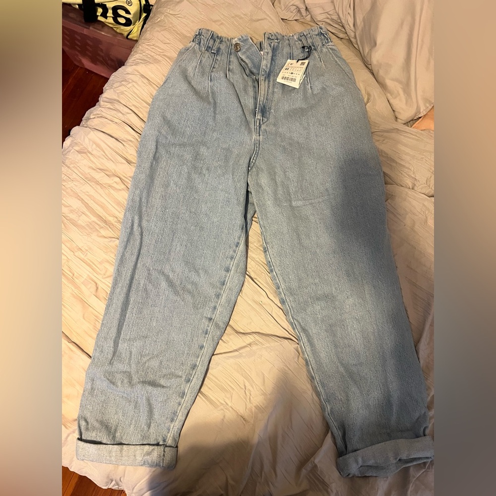 NWT Zara paper bag jeans